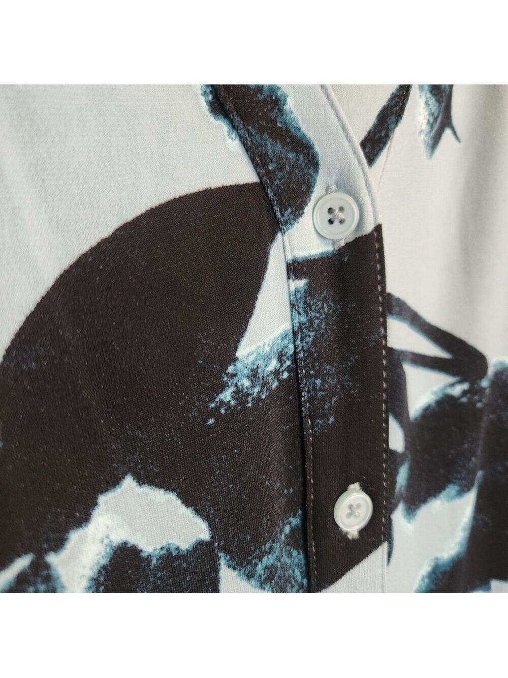 41 HAWTHORNE GIANNA SHIRT DRESS ABSTRACT FLORAL GREEN TEAL BLACK SIZE MEDIUM NWT - Picture 5 of 9